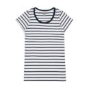 Wo's Loop Stripe Tee - White/navy