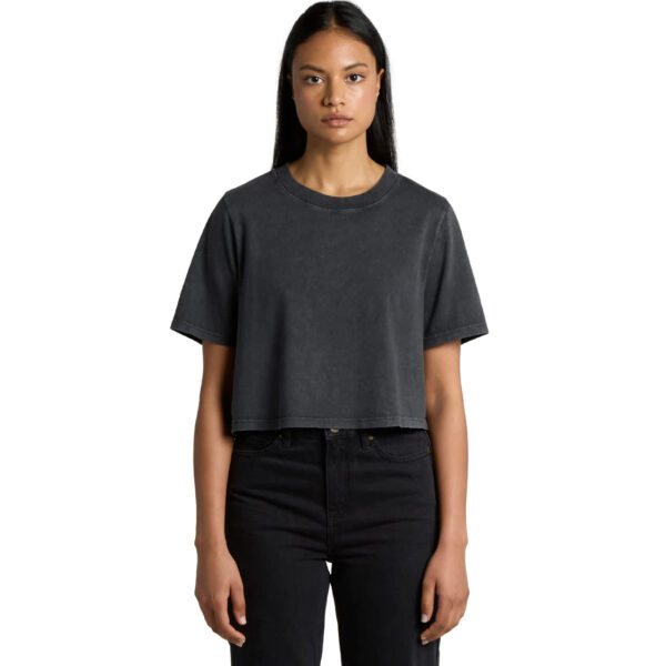 Wo's Stone Wash Heavy Crop Tee - Image 2