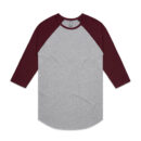 Raglan Tee - Grey Marle/burgundy