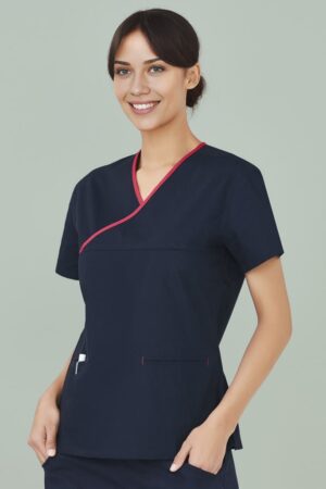 Classic Womens Contrast Crossover Scrub Top