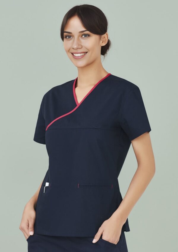 Classic Womens Contrast Crossover Scrub Top - Image 18