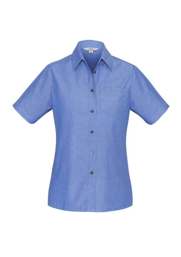 Womens Chambray Short Sleeve Shirt - Image 3