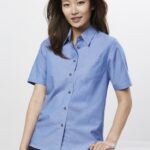 Womens Chambray Short Sleeve Shirt - Chambray Blue
