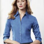Womens Metro 3/4 Sleeve Shirt - Mid Blue