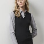 Womens V-neck Knit Vest - Black