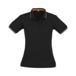 Womens Jet Short Sleeve Polo - Black/orange