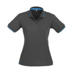 Womens Jet Short Sleeve Polo - Steel Grey/cyan