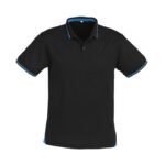 Mens Jet Short Sleeve Polo - Black/cyan