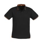 Mens Jet Short Sleeve Polo - Black/orange