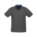 Mens Jet Short Sleeve Polo - Steel Grey/cyan