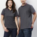Mens Jet Short Sleeve Polo - Steel Grey/red