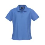 Womens Micro Waffle Short Sleeve Polo - Azure Blue