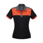 Womens Charger Short Sleeve Polo - Black/fluoro Orange/grey