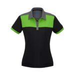 Womens Charger Short Sleeve Polo - Black/green/grey