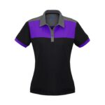 Womens Charger Short Sleeve Polo - Black/purple/grey
