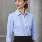 Womens Euro 3/4 Sleeve Shirt - Blue