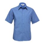 Mens Micro Check Short Sleeve Shirt - Mid Blue