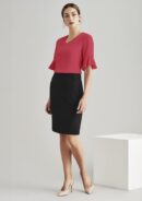 Womens Comfort Wool Stretch Multi-pleat Skirt