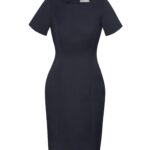 Womens Cool Stretch Short Sleeve Shift Dress - Navy