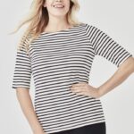Womens Camille Short Sleeve T-top - Dark Navy/ivory