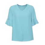Womens Aria Fluted Sleeve Blouse - Aqua