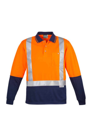 Mens Hi Vis Spliced Long Sleeve Polo - Shoulder Taped