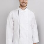 Mens Al Dente Long Sleeve Chef Jacket - White/black
