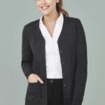 Womens Button Front Knit Cardigan - Charcoal