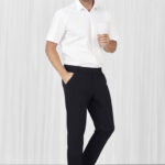 Mens Comfort Waist Flat Front Pant - Black