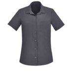 Womens Florence Plain Short Sleeve Shirt - Charcoal