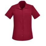 Womens Florence Plain Short Sleeve Shirt - Cherry