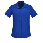 Womens Florence Plain Short Sleeve Shirt - Electric Blue
