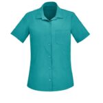Womens Florence Plain Short Sleeve Shirt - Teal