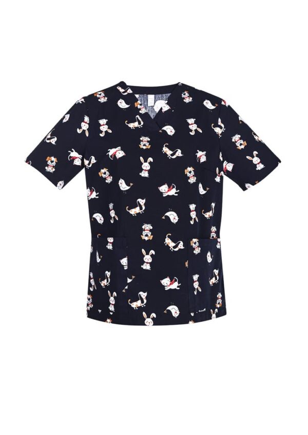 Womens Printed Best Friends Scrub Top - Image 3