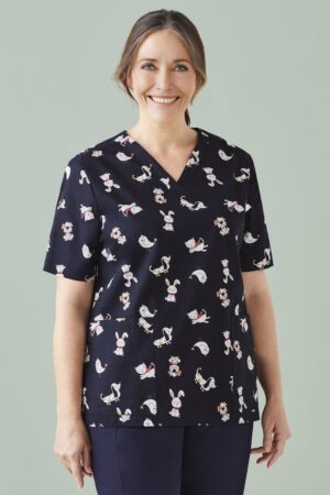 Womens Printed Best Friends Scrub Top