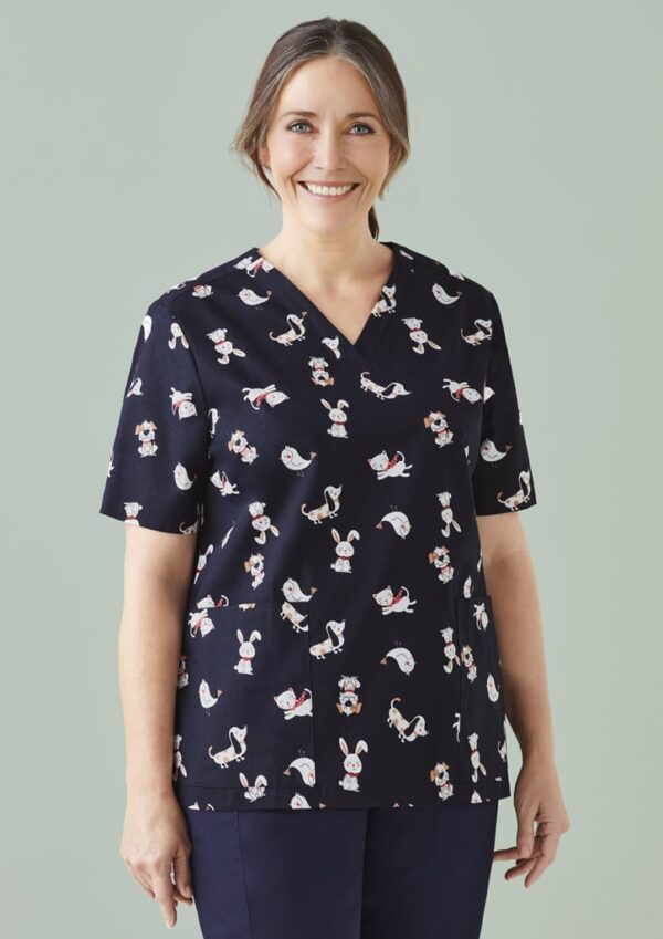 Womens Printed Best Friends Scrub Top - Image 10
