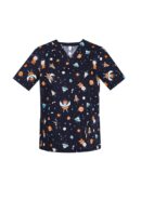 Womens Printed Space Party Scrub Top