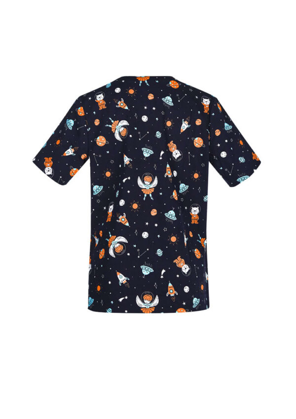 Womens Printed Space Party Scrub Top - Image 4