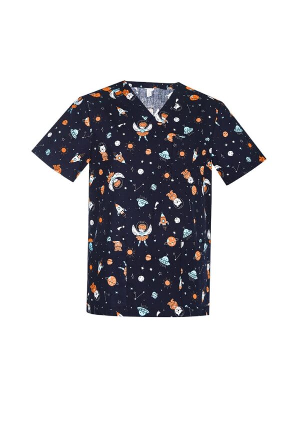 Mens Printed Space Party Scrub Top - Image 3