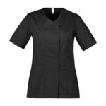 Womens Parks Zip Front Crossover Scrub Top - Black
