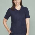 Womens Parks Zip Front Crossover Scrub Top - Midnight Navy