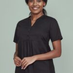 Womens Rose Tunic Scrub Top - Black