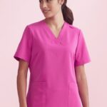 Womens Pink V-neck Scrub Top - Pink