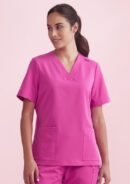 Womens Pink V-neck Scrub Top