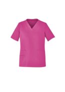 Unisex Pink V-neck Scrub Top