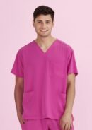 Unisex Pink V-neck Scrub Top