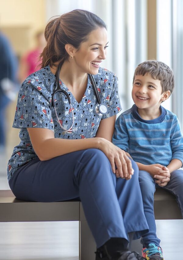Unisex Christmas V-neck Short Sleeve Scrub Top - Image 32