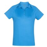 Womens Academy Short Sleeve Polo - Cyan/navy