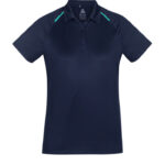 Womens Academy Short Sleeve Polo - Navy/teal