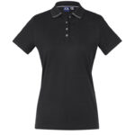 Womens Aston Short Sleeve Polo - Black/silver Grey
